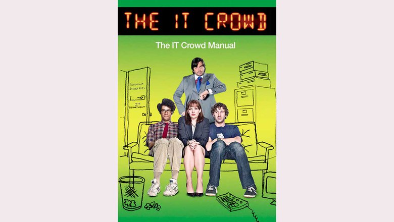 Яркий постер к сериалу с изображением IT команды на мультяшном фоне